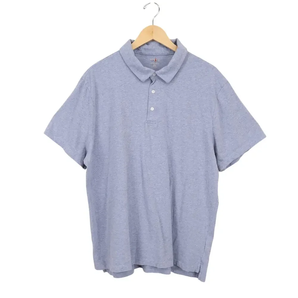J.Crew Men's Classic Sueded Cotton Polo Shirt Heathered Blue Size XXL